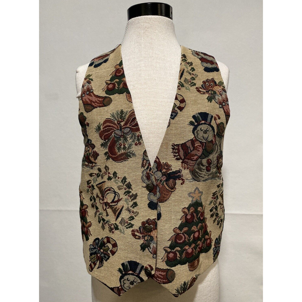 Vintage Gitano Holiday Tapestry Women's One Size Fits Most Button‎ Up Vest